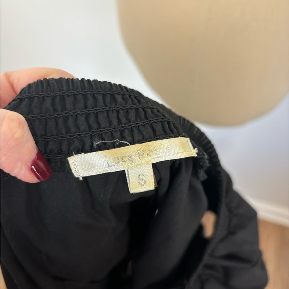 Lucy Paris Mini Dress Black Off the Shoulder Belted Buttons S - Picture 6 of 6